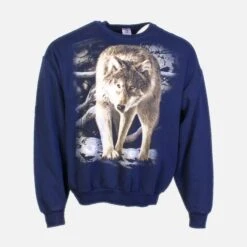 Vintage Wolf Graphic Sweatshirt - Navy