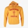 Vintage Russell Athletic 'Worthington Christian' Hooded Sweatshirt - Yellow
