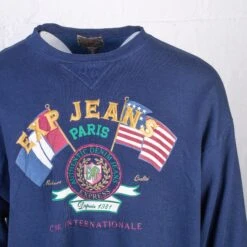 Vintage 'Exp Jeans' Graphic Sweatshirt - Navy -Vintages Shop IMG 4854